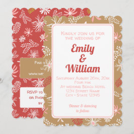 Elegante chique bloemenstoffige roze bruiloft uitn kaart