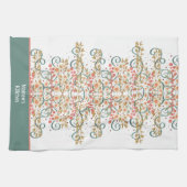 Elegante chique bloemige aangepaste naam Stijlvol Theedoek (Horizontaal)