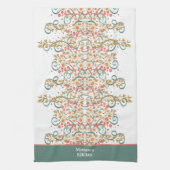 Elegante chique bloemige aangepaste naam Stijlvol Theedoek (Verticaal)