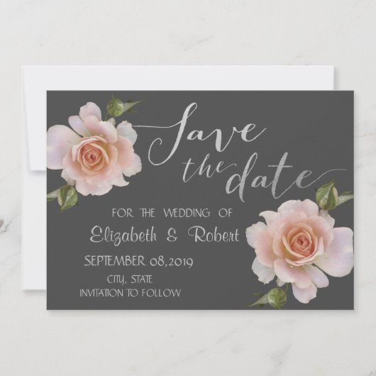 Elegante Chique Bloemige Bewaar De Datum Save The Date (Voorkant)