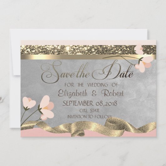 Elegante Chique Bloemige Bewaar De Datum Save The Date (Voorkant)