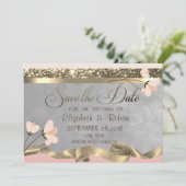 Elegante Chique Bloemige Bewaar De Datum Save The Date (Staand voorkant)