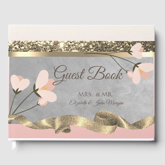 Elegante Chique Bloemige Bruiloft Gastenboek (Voorkant)