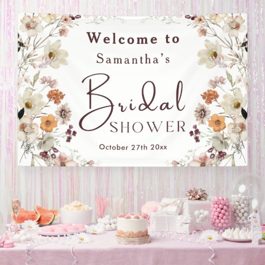 Elegante Chique Boho Landelijke Wilde Bloem Bruids Spandoek (Feest)