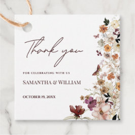 Elegante chique Boho pastel Wildflower thema bruil Bedankjes Labels