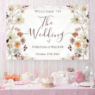 Elegante chique Boho rustieke Wildflower thema bru Spandoek