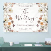 Elegante chique Boho rustieke Wildflower thema bru Spandoek (Beurs)