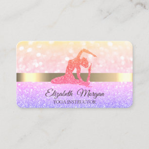 Elegante chique bokeh glitter yoga meisje visitekaartje