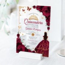 Elegante chique bordeauxrozen gouden Quinceanera 