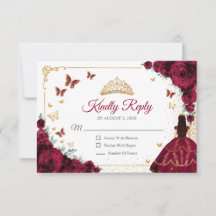 Elegante chique bordeauxrozen gouden Quinceanera-r
