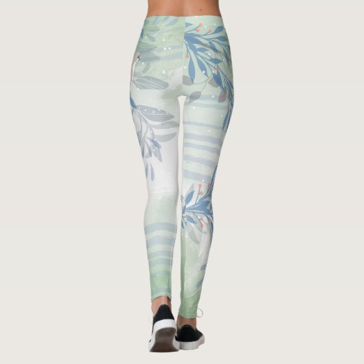 Elegante chique botanische vogel leggings (Achterkant)
