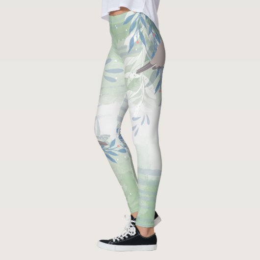 Elegante chique botanische vogel leggings (Links)