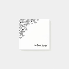 Elegante chique botanische zwarte witte pijnboomta post-it® notes