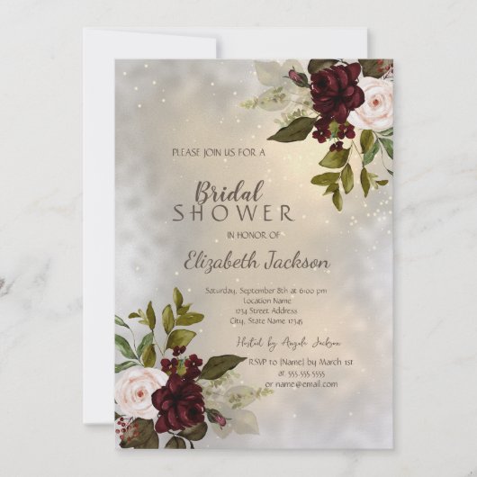 Elegante Chique Bourgondische Rozen Kaart (Voorkant)