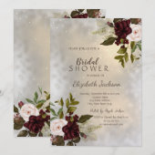 Elegante Chique Bourgondische Rozen Kaart (Voorkant / Achterkant)