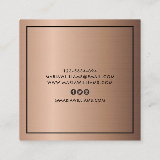 Elegante chique brons moderne plein minimalist vierkante visitekaartje (Achterkant)