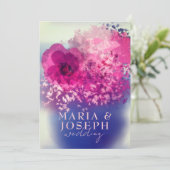 Elegante chique burgundyroze bloemenvase bruiloft kaart (Staand voorkant)