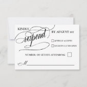 Elegante Chique Calligrafie Script RSVP-reactiekaa RSVP Kaartje (Voorkant)