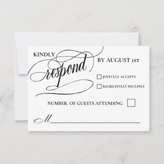 Elegante Chique Calligrafie Script RSVP-reactiekaa RSVP Kaartje (Voorkant)