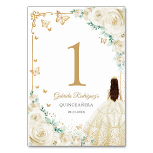Elegante Chique Champagne Ivoor Goud Quinceanera Kaart