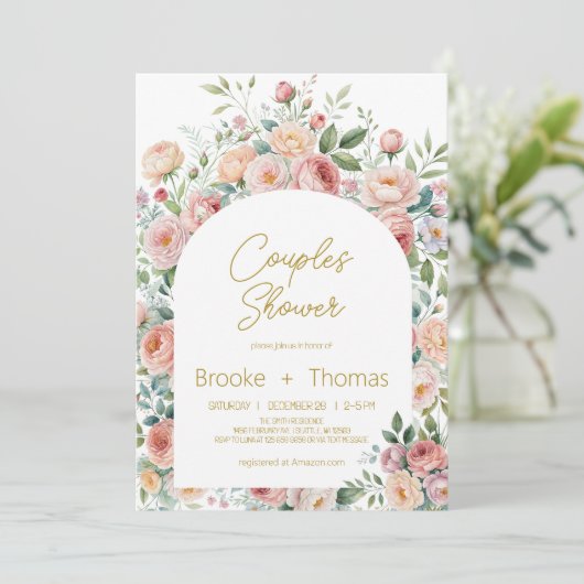 Elegante chique couples baby shower uitnodiging (Staand voorkant)