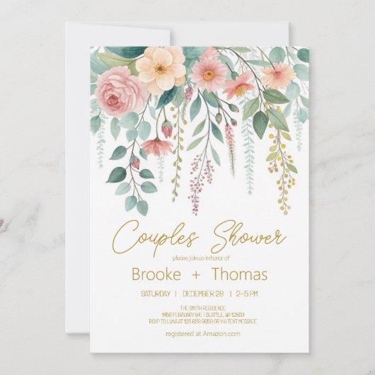 Elegante chique couples babyshower uitnodiging (Voorkant)