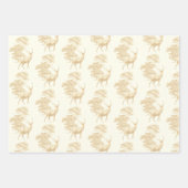 Elegante chique crème beige toile herten bos inpakpapier vel (Voorkant 3)