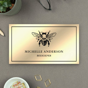 Elegante chique crèmekleurige gouden folie honingb visitekaartje