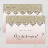Elegante chique damast bruidsmeisje kaart (Voorkant / Achterkant)