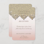 Elegante Chique Damast bruiloftsreceptie Kaart (Voorkant / Achterkant)