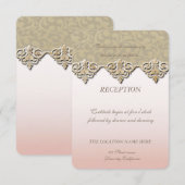 Elegante chique damasten bruiloftsreceptie kaart (Voorkant / Achterkant)