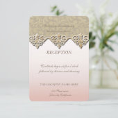 Elegante chique damasten bruiloftsreceptie kaart (Staand voorkant)