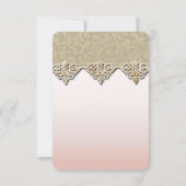 Elegante chique damasten bruiloftsreceptie kaart (Achterkant)