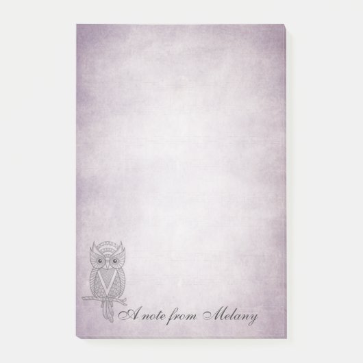 Elegante chique dame uil vintage post-it® notes (Voorkant)