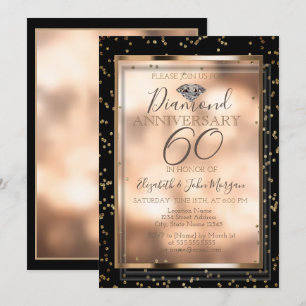Elegante Chique Diamanten, Lijst Huwelijksjubileum Kaart