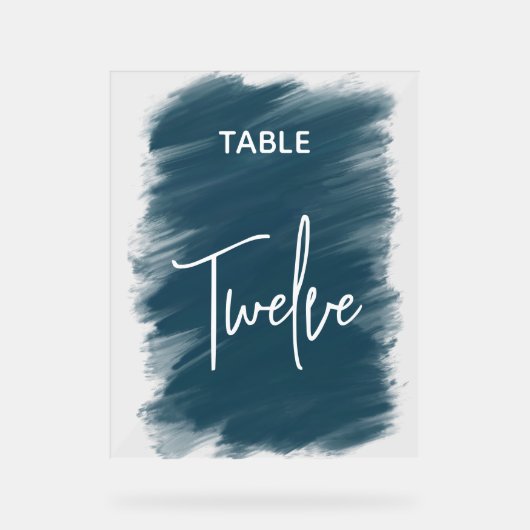 Elegante chique donkerblauwe trouwtafel nummers acryl bord (Voorkant)