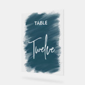 Elegante chique donkerblauwe trouwtafel nummers acryl bord (Hoek)