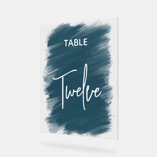 Elegante chique donkerblauwe trouwtafel nummers acryl bord (Hoek)