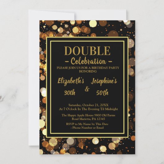 Elegante chique dubbele verjaardag soiree uitnodig kaart (Voorkant)