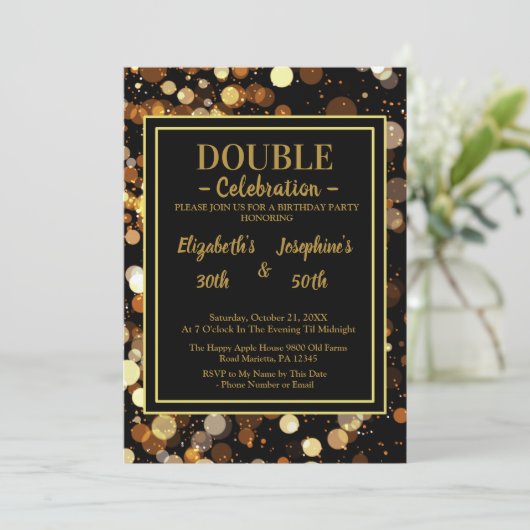 Elegante chique dubbele verjaardag soiree uitnodig kaart (Staand voorkant)