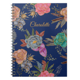 Elegante Chique Fantasie Goud Folie Bloem Motief O Notitieboek
