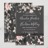 Elegante chique Floral bruiloft uitnodiging (Voorkant / Achterkant)