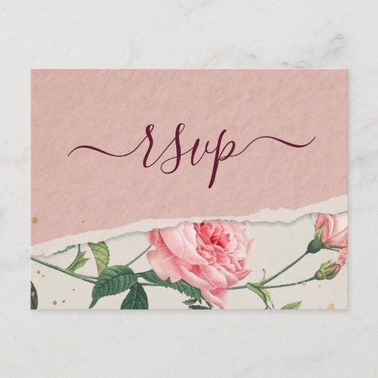 Elegante chique Floral RSVP Briefkaart (Voorkant)