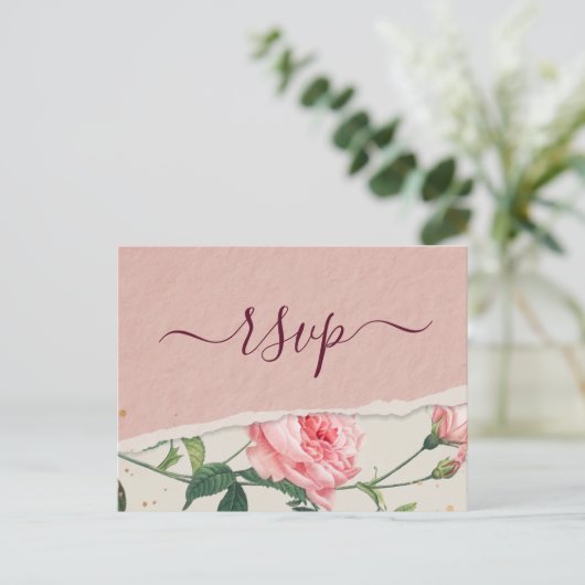 Elegante chique Floral RSVP Briefkaart (Staand voorkant)