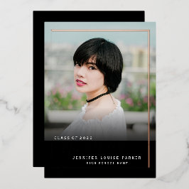 Elegante Chique Foto Afstudeer ROSE GOLD Folie Uitnodiging