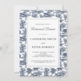 Elegante chique Franse Blue Horse Toile Kaart