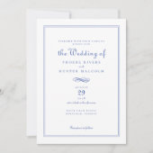 Elegante chique Franse maagdenpalm blauwe bruiloft Kaart (Voorkant)