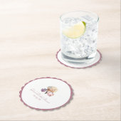 Elegante chique geschulpte roze bloem bruidsdouche kartonnen onderzetters (Insitu)