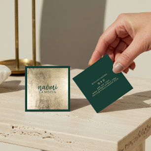 Elegante chique goud en donkergroen moderne minima vierkante visitekaartje