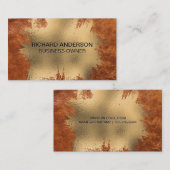 Elegante chique goud folie spatten | Bruin leer Visitekaartje (Voorkant / Achterkant)